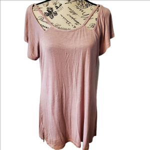 Suzanne Betro Pink Cutout Tunic Medium